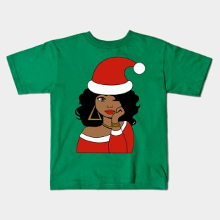 Afro Santa Claus Black Girl Magic Ugly Christmas Kids T-Shirt